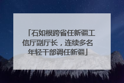 石如根跨省任新疆工信厅副厅长，连续多名年轻干部调任新疆