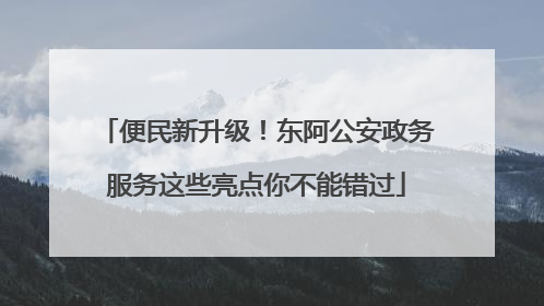 便民新升级！东阿公安政务服务这些亮点你不能错过