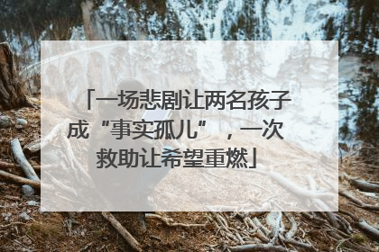一场悲剧让两名孩子成“事实孤儿”，一次救助让希望重燃