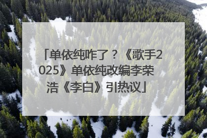 单依纯咋了？《歌手2025》单依纯改编李荣浩《李白》引热议