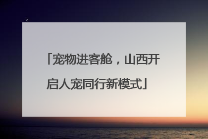 宠物进客舱，山西开启人宠同行新模式