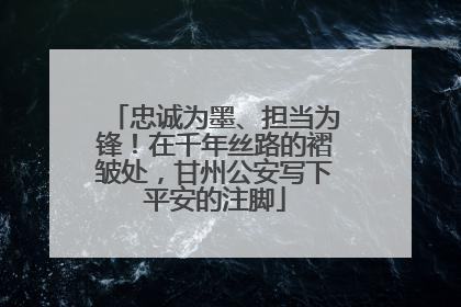 忠诚为墨、担当为锋！在千年丝路的褶皱处，甘州公安写下平安的注脚
