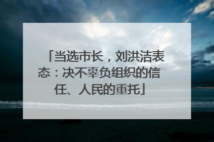 当选市长，刘洪洁表态：决不辜负组织的信任、人民的重托
