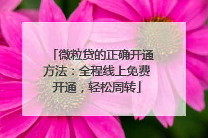 微粒贷的正确开通方法：全程线上免费开通，轻松周转