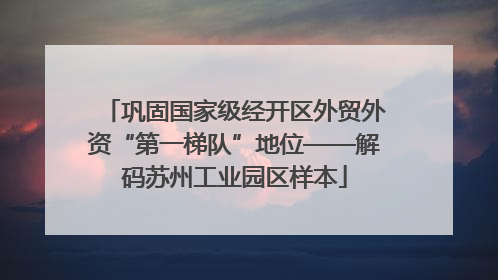 巩固国家级经开区外贸外资“第一梯队”地位——解码苏州工业园区样本