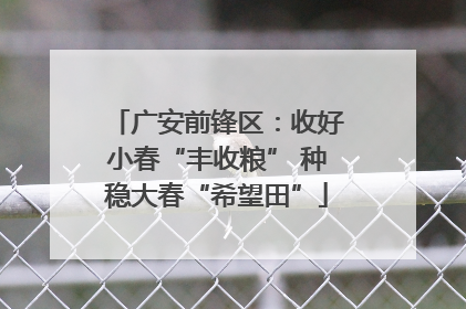广安前锋区：收好小春“丰收粮” 种稳大春“希望田”