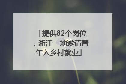 提供82个岗位，浙江一地邀请青年入乡村就业