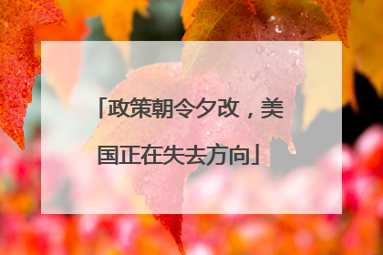 政策朝令夕改，美国正在失去方向