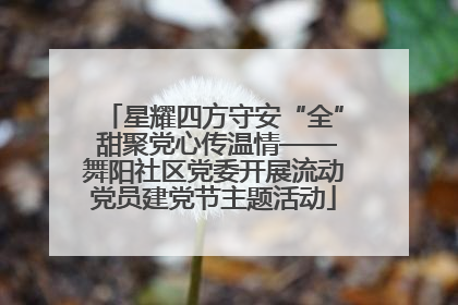 星耀四方守安“全” 甜聚党心传温情——舞阳社区党委开展流动党员建党节主题活动