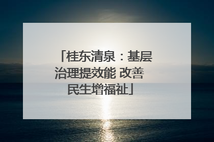 桂东清泉：基层治理提效能 改善民生增福祉