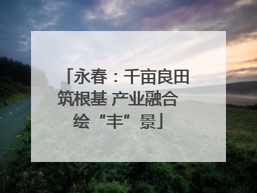 永春：千亩良田筑根基 产业融合绘“丰”景