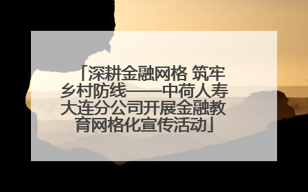 深耕金融网格 筑牢乡村防线——中荷人寿大连分公司开展金融教育网格化宣传活动