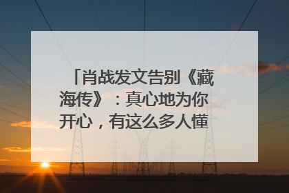 肖战发文告别《藏海传》：真心地为你开心，有这么多人懂你，导演回应“是否有第二季”