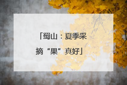 蜀山：夏季采摘“果”真好