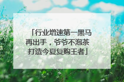 行业增速第一黑马再出手，爷爷不泡茶打造今夏复购王者