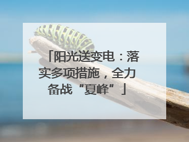 阳光送变电：落实多项措施，全力备战“夏峰”