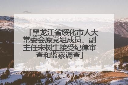 黑龙江省绥化市人大常委会原党组成员、副主任宋树生接受纪律审查和监察调查
