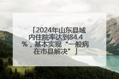2024年山东县域内住院率达到84.4%，基本实现“一般病在市县解决”