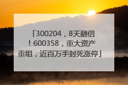 300204，8天翻倍！600358，重大资产重组，近百万手封死涨停